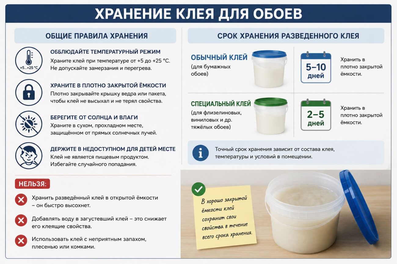 Сколько хранится разведенный клей для обоев